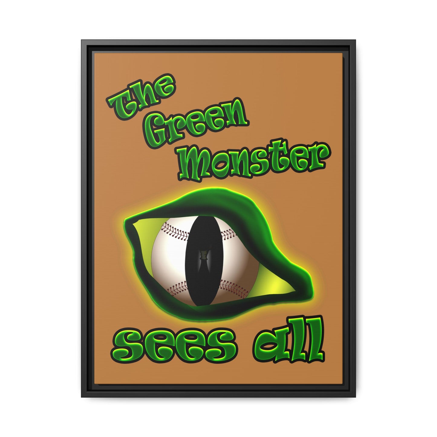 green monster - framed canvas art (light brown)