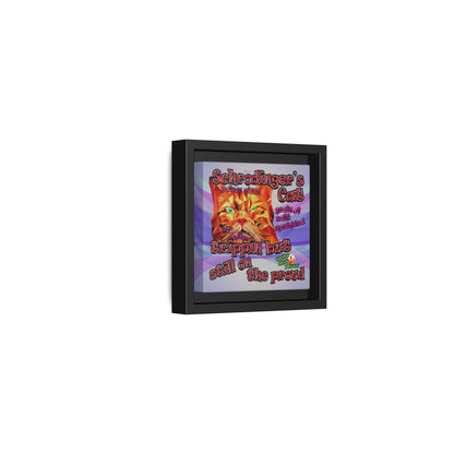 schrodinger's cat - framed canvas art (light blue-pink wave)