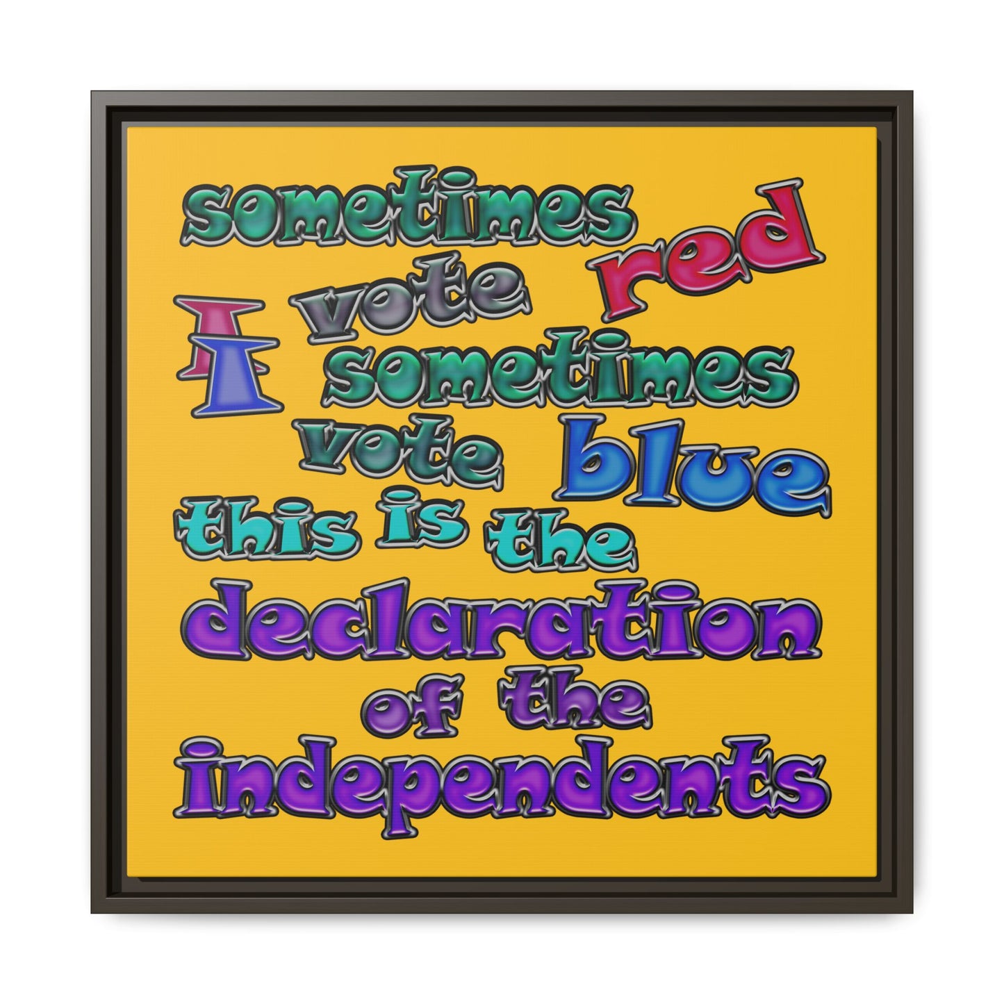 declaration of the independents - framed canvas art (yellow)
