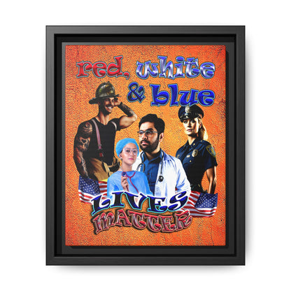 rw&b lives matter - framed canvas art (burnt orange)