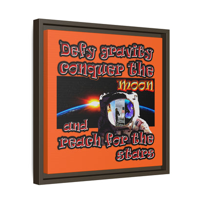 defy conquer reach - framed canvas art (orange)