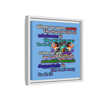 doggystyle - framed canvas art (light blue)