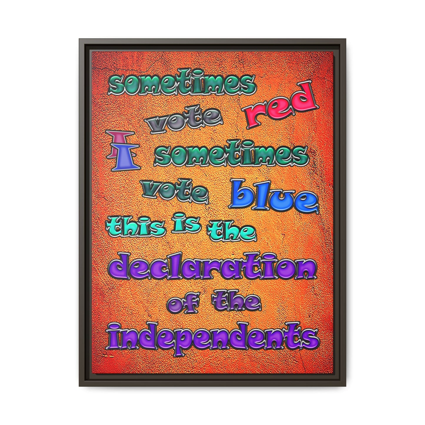 declaration of the independents - framed canvas art (burnt orange)