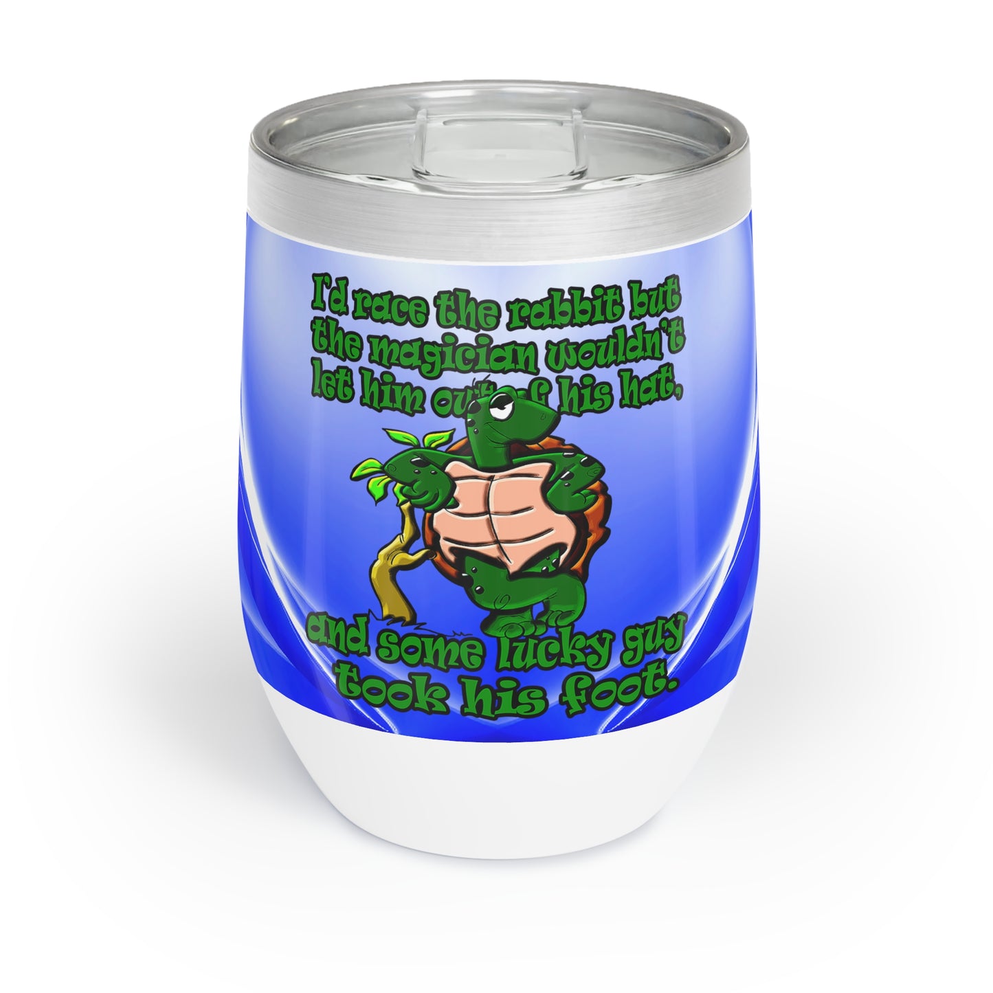 turtle race - Chill Wine Tumbler (blue-white wave)