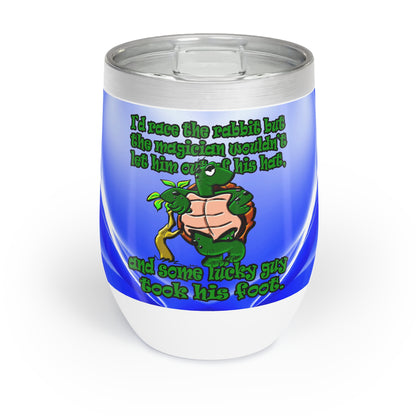 turtle race - Chill Wine Tumbler (blue-white wave)