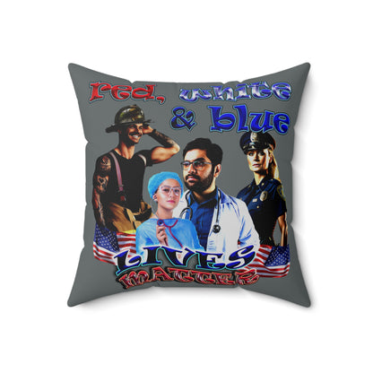 rw&b lives matter - Spun Polyester Square Pillow - (dark grey)