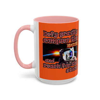 defy conquer reach - Accent Mug (orange)
