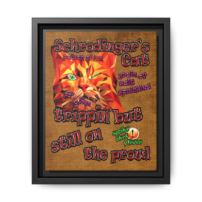 schrodinger's cat - framed canvas art (brown papyrus)
