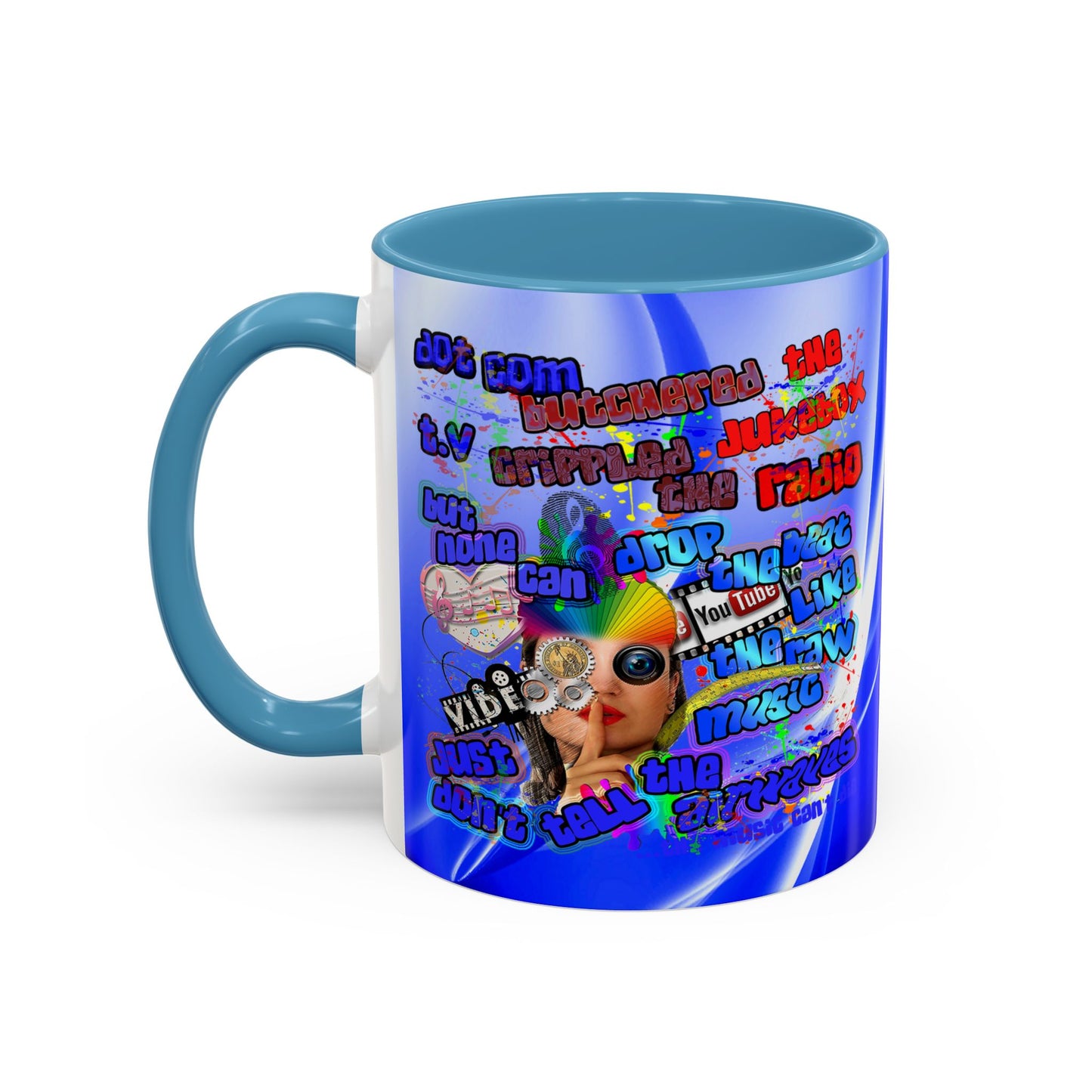 drop the beat - Accent Mug (blue-white wave)