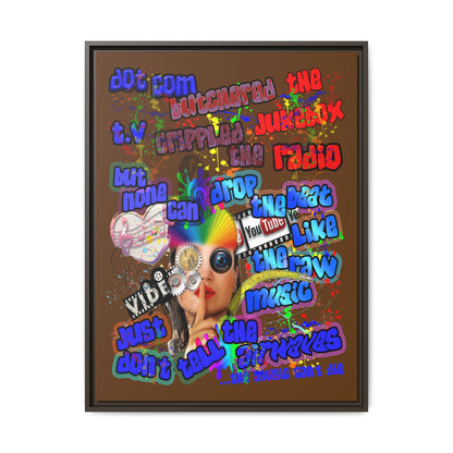 drop the beat - framed canvas art (brown)