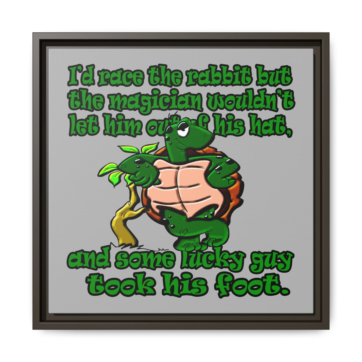 turtle race - framed canvas art (light grey)