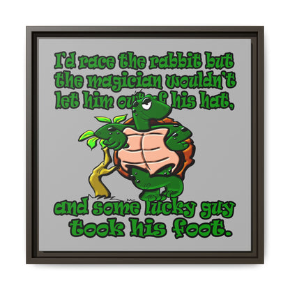 turtle race - framed canvas art (light grey)