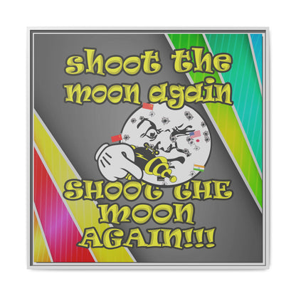 shoot the moon again - framed canvas art (rainbow split)