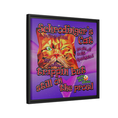 schrodinger's cat - framed canvas art (purple-pink wave)