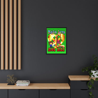 love peace - framed canvas art (logo green)