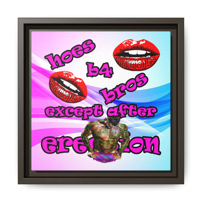 hoes b4 bros - framed canvas art (light blue-pink wave)