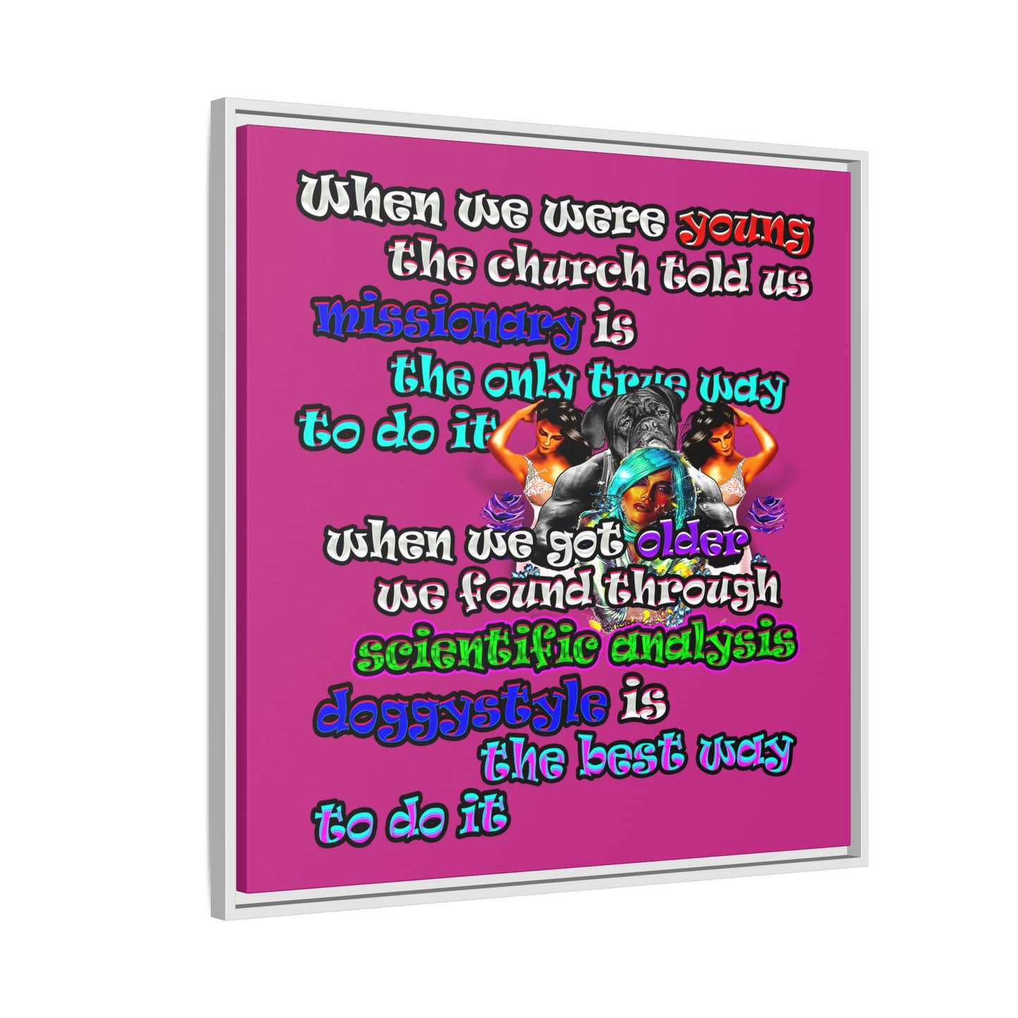 doggystyle - framed canvas art (pink)