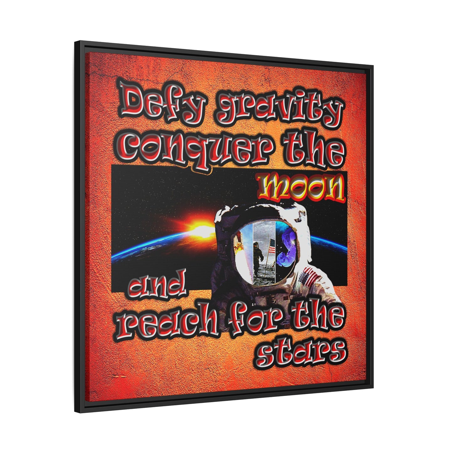 defy conquer reach - framed canvas art (burnt orange)