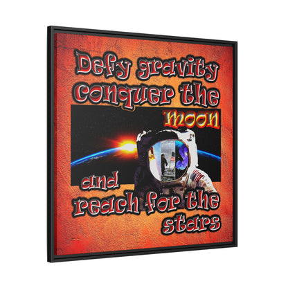 defy conquer reach - framed canvas art (burnt orange)