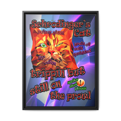 schrodinger's cat - framed canvas art (grey-pink wave)