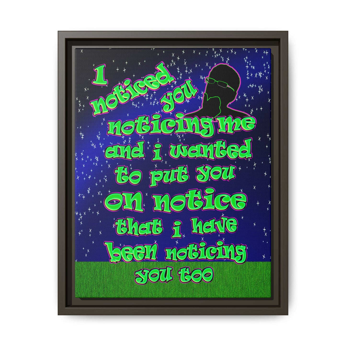 noticed you noticing - framed canvas art ('snoops' background)