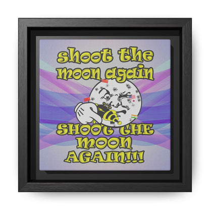 shoot the moon again - framed canvas art (light blue-pink wave)