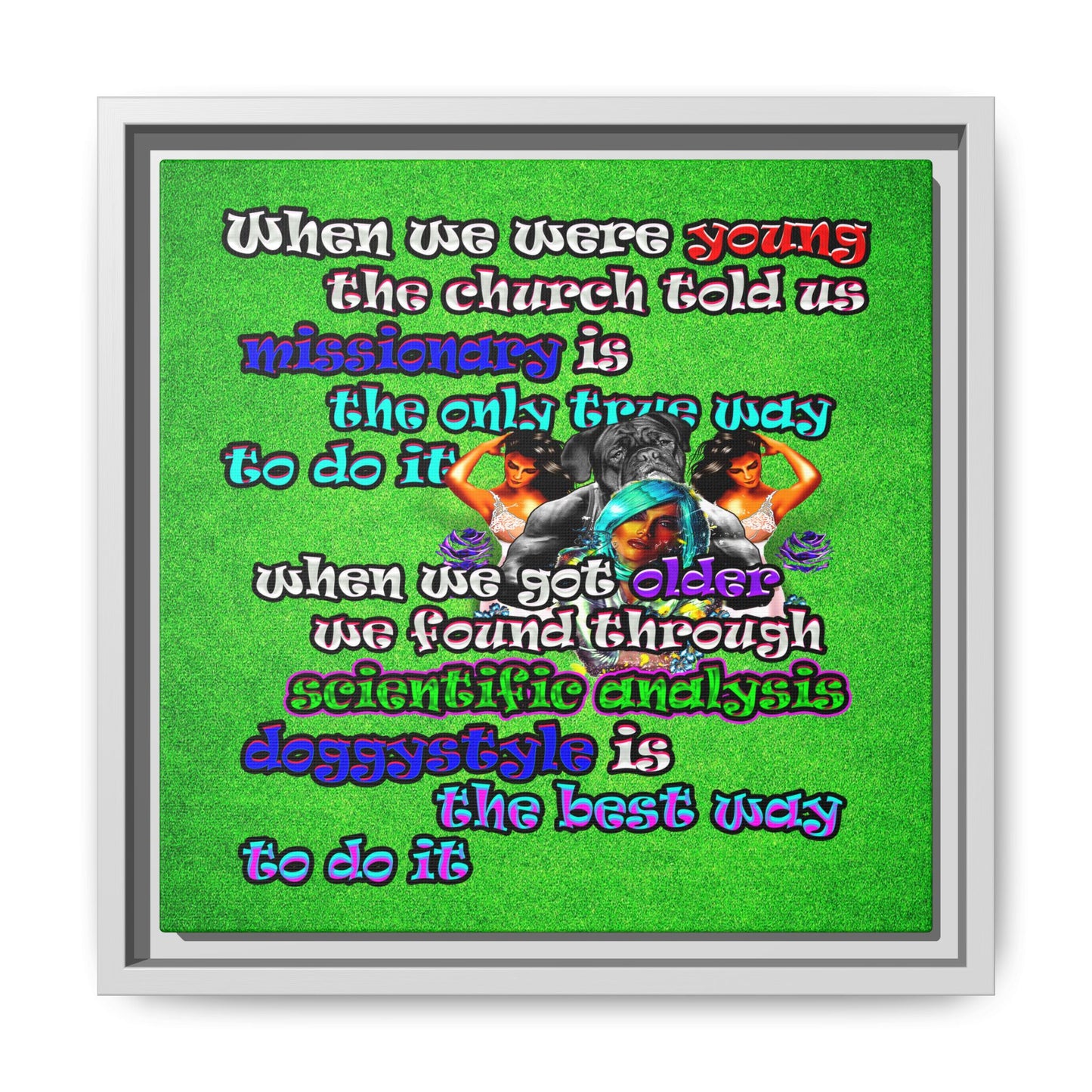 doggystyle - framed canvas art (green turf)