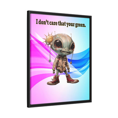 I don't care that your green - framed canvas art (light blue-pink wave)