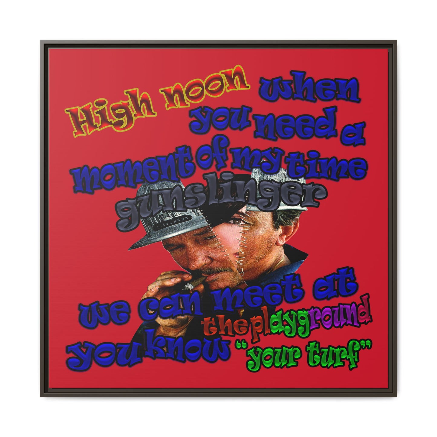 high noon - framed canvas art (dark red)