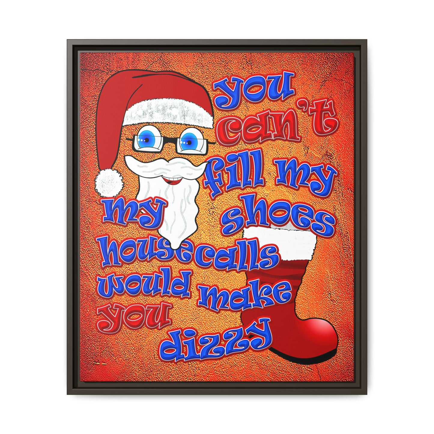 santa's shoes - framed canvas art (burnt orange)