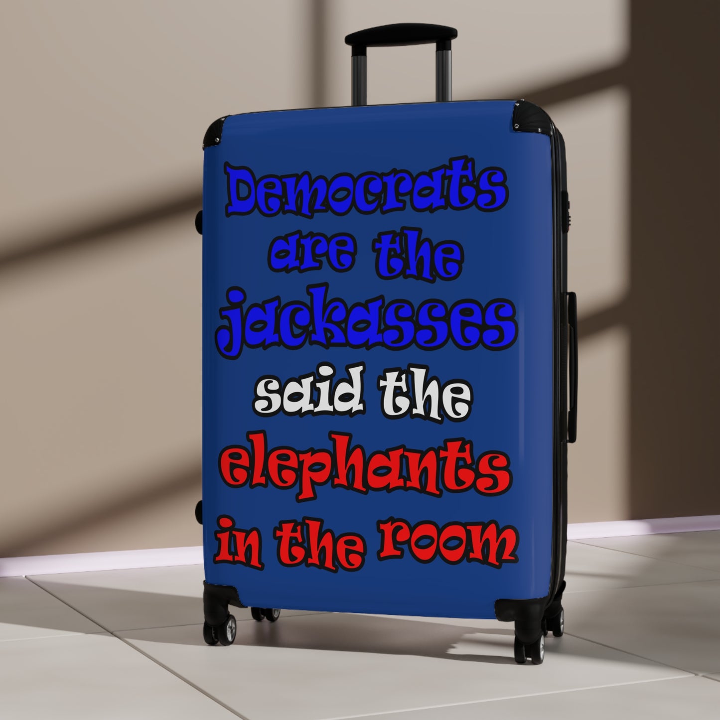 donkeys and elephants - Suitcase (dark blue)