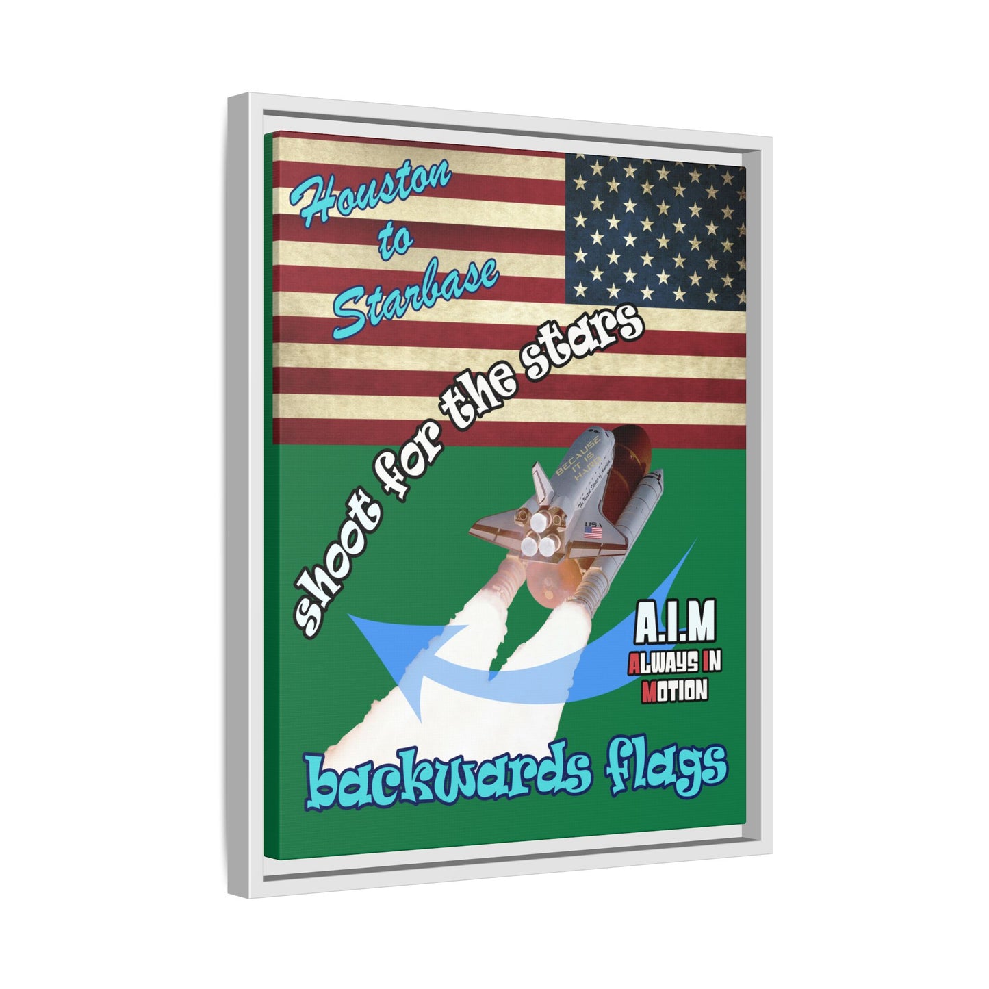 shoot for the stars - framed canvas art (dark green)