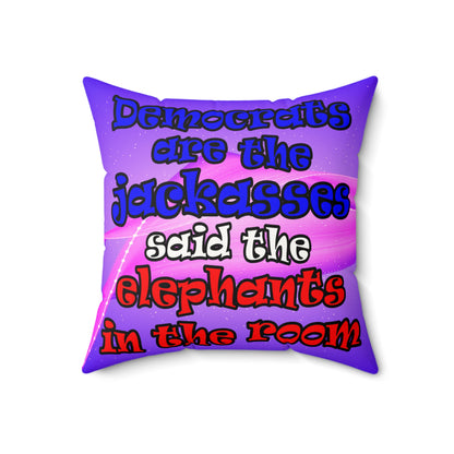 donkeys and elephants - Faux Suede Square Pillow - (purple-pink wave)