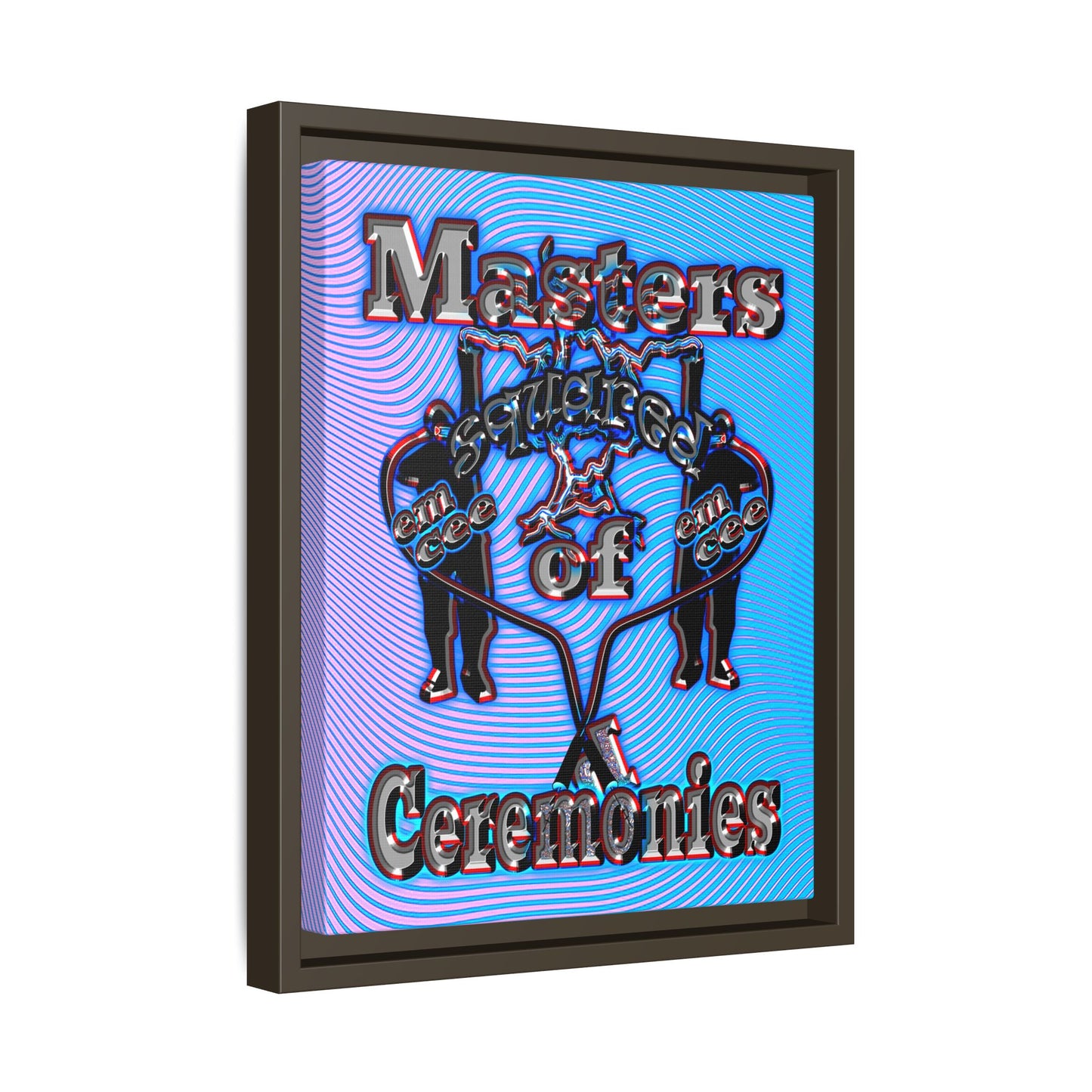 em cee squared - framed canvas art (light blue-purple wave)