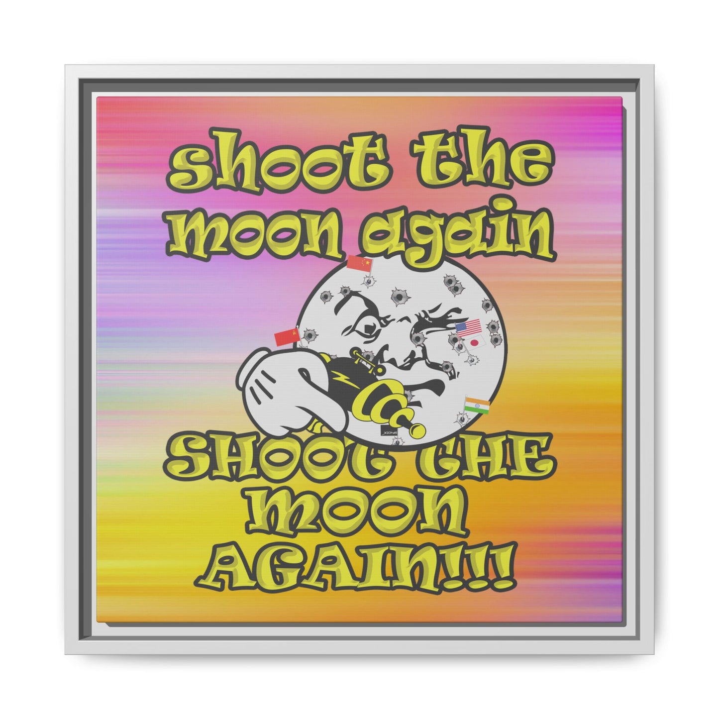 shoot the moon again - framed canvas art (color blur)