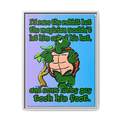 turtle race - framed canvas art (light blue-purple wave)