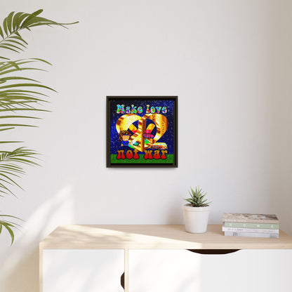 love peace - framed canvas art ('snoops' background)