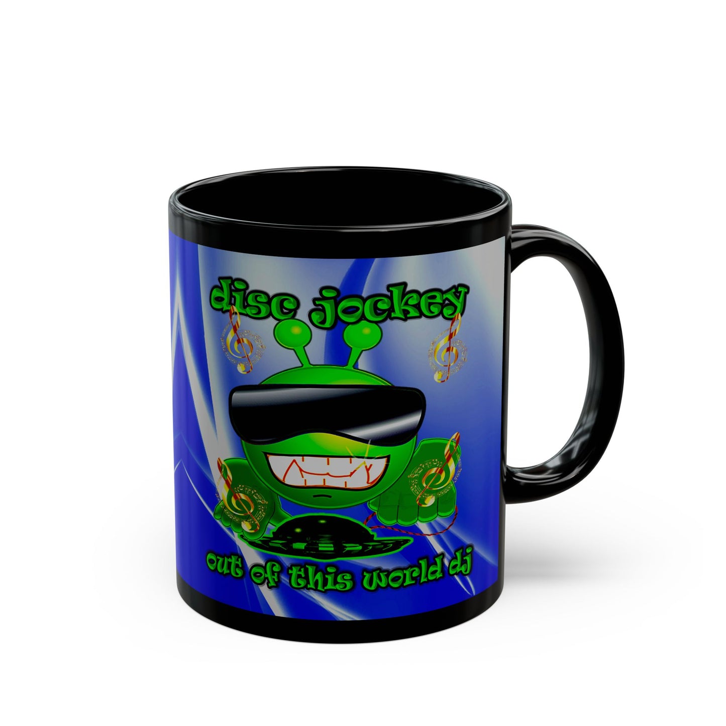 disc jockey - Black Mug (blue-white wave)