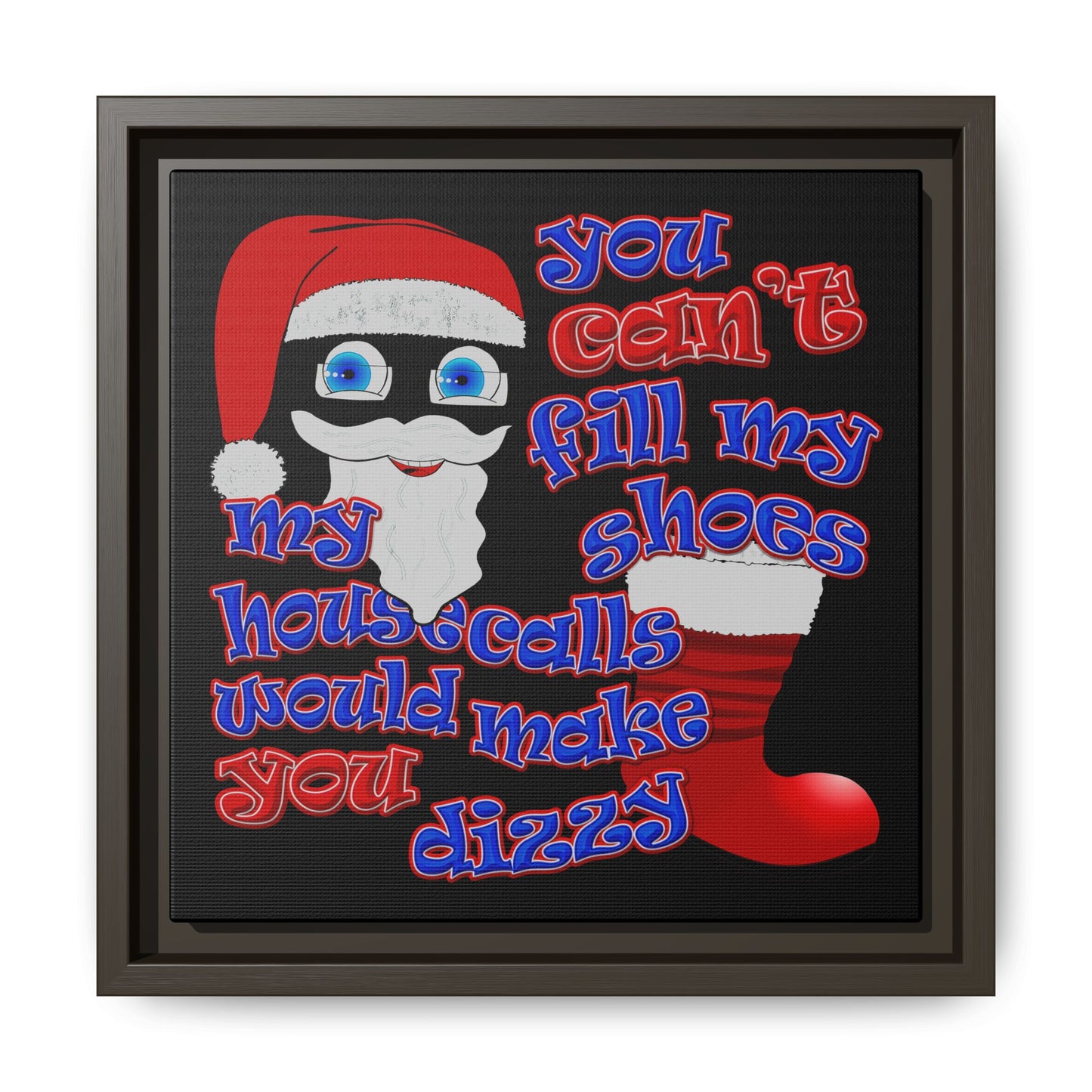 santa's shoes - framed canvas art (black)