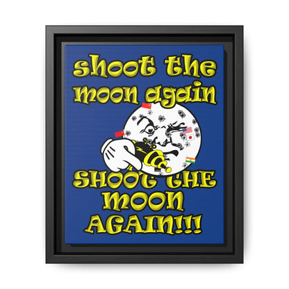 shoot the moon again - framed canvas art (dark blue)