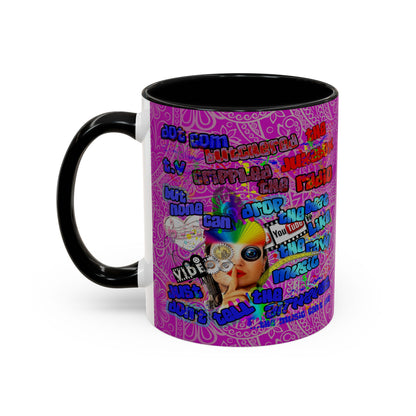 drop the beat - Accent Mug (pink swirl)
