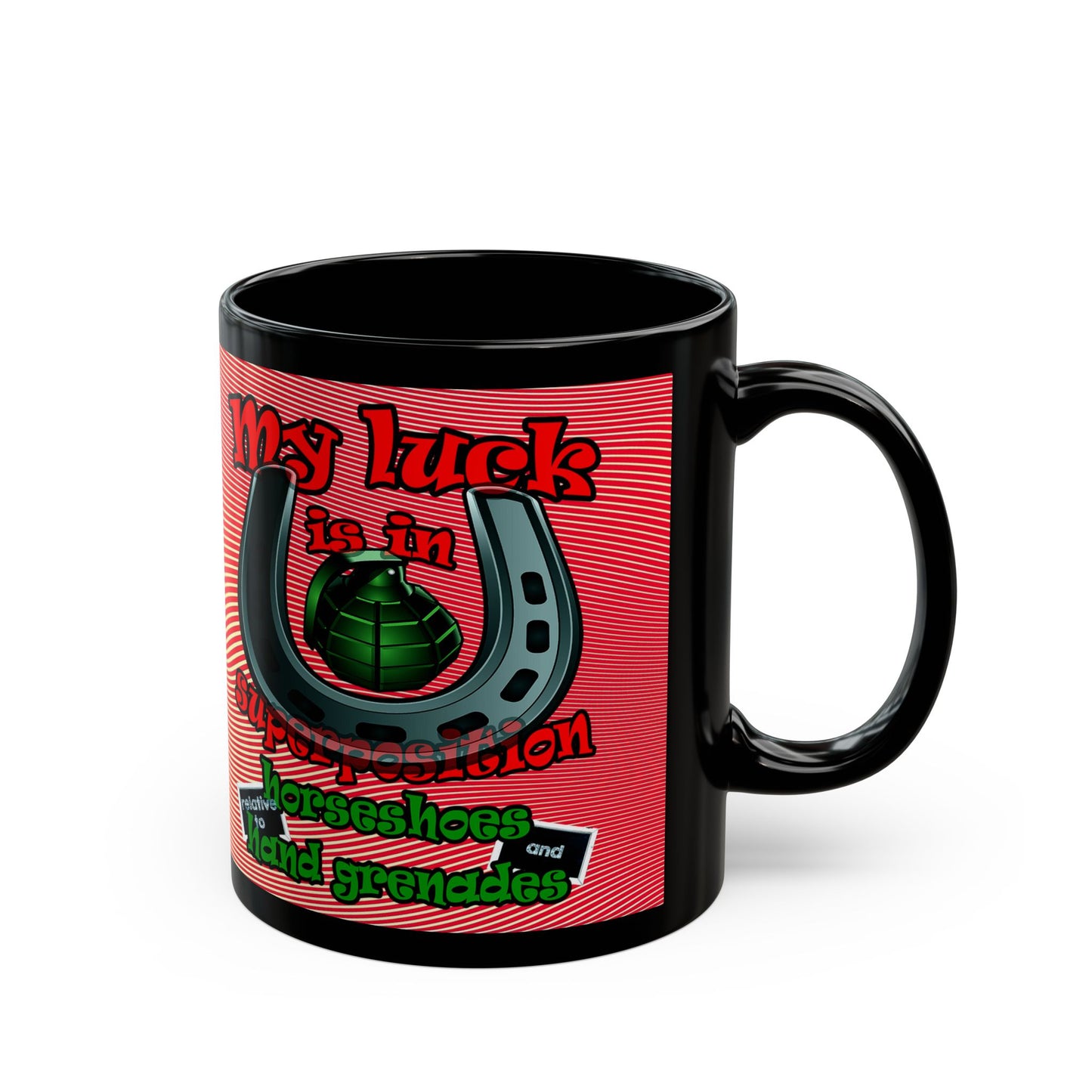 my luck - Black Mug (yellow-orange wave)