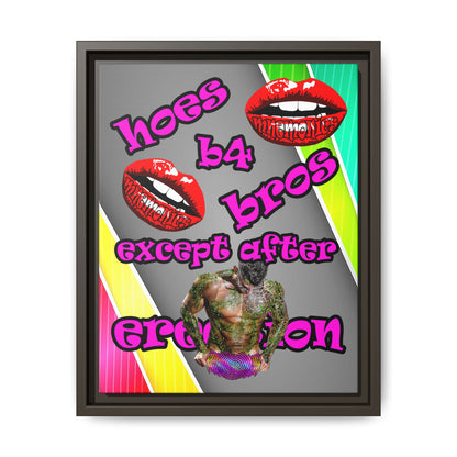 hoes b4 bros - framed canvas art (rainbow split)