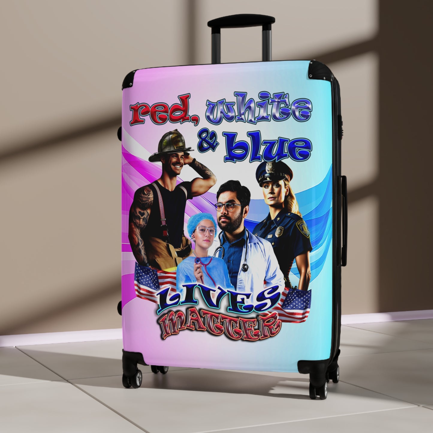 rw&b lives matter - Suitcase (light blue-pink wave)