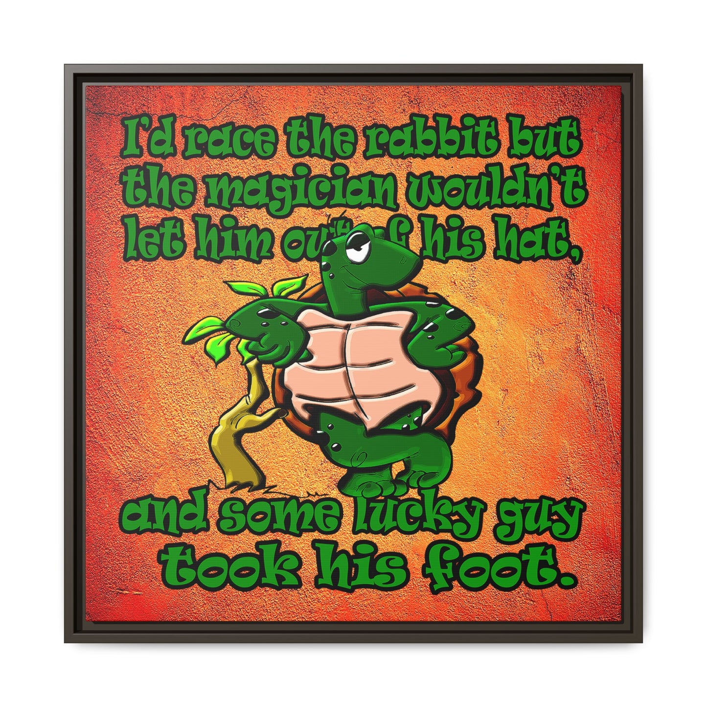 turtle race - framed canvas art (burnt orange)