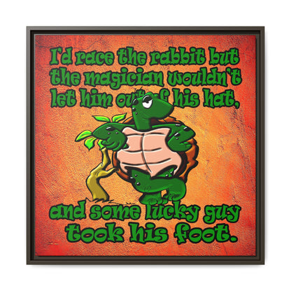 turtle race - framed canvas art (burnt orange)