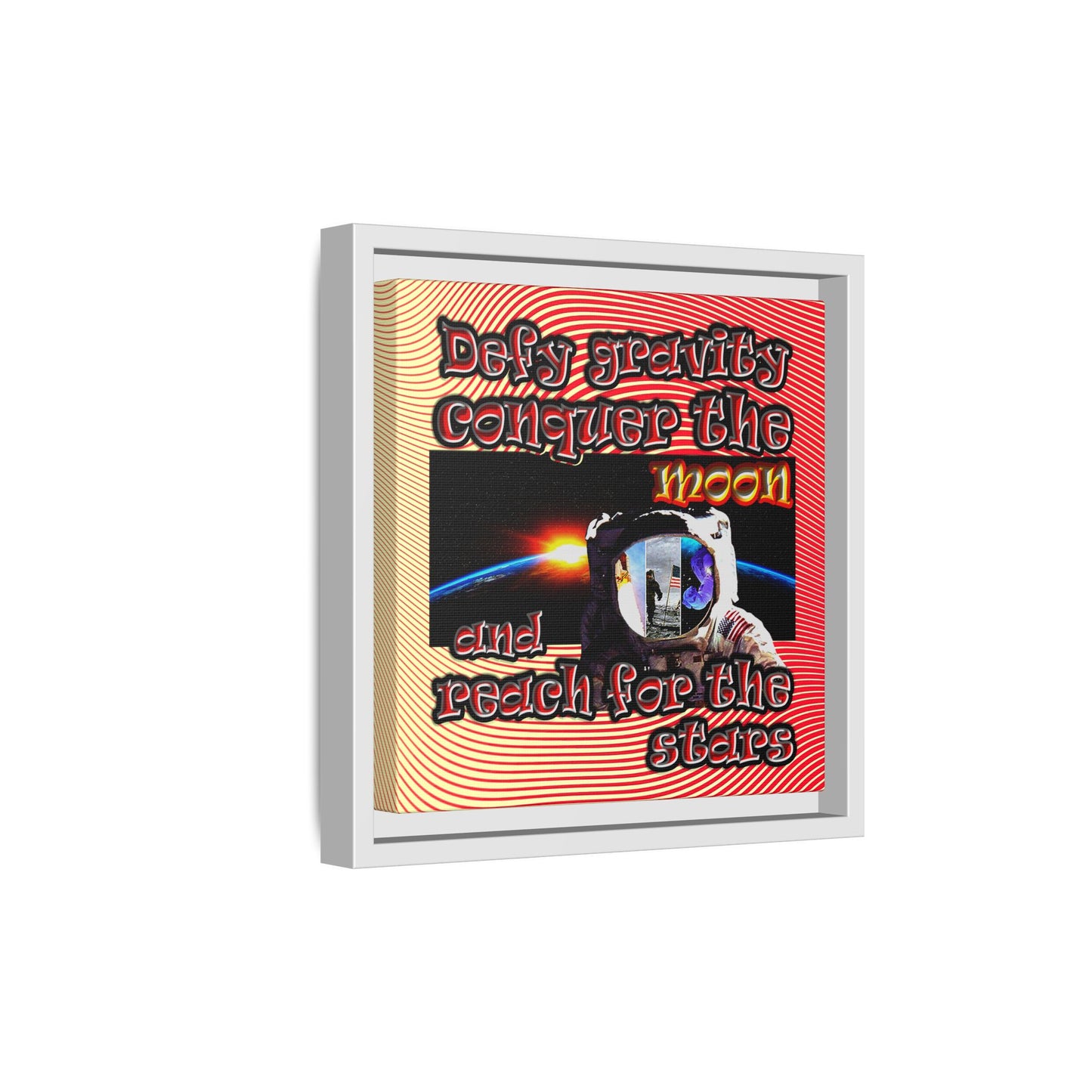 defy conquer reach - framed canvas art (yellow-orange wave)