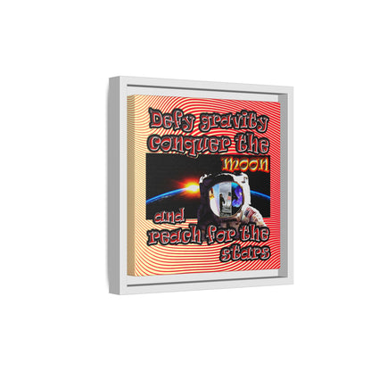 defy conquer reach - framed canvas art (yellow-orange wave)