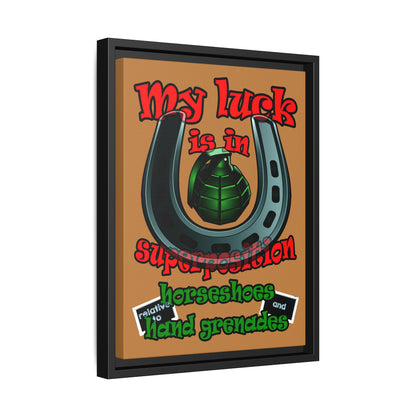 my luck - framed canvas art (light brown)