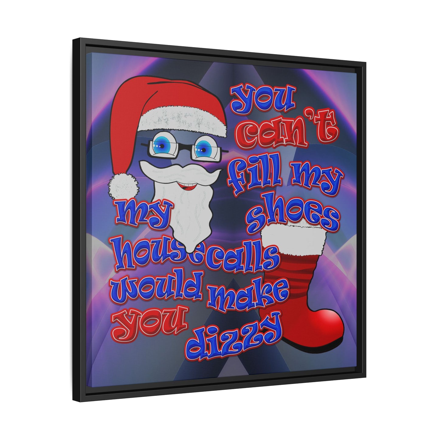 santa's shoes - framed canvas art (grey-pink wave)